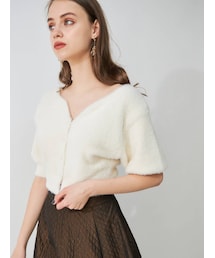 MERCURYDUO | 2WAYキーネックミニシャギーコンパクトカーディガン(カーディガン/ボレロ)