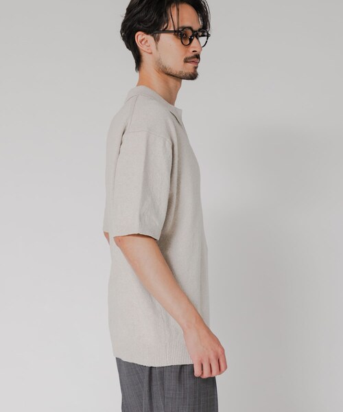 URBAN RESEARCH(アーバンリサーチ)の「SILK NOIL スキッパーポロニット(ポロシャツ・メンズ・NATURAL/BLACK・M/L)」の6枚目の写真