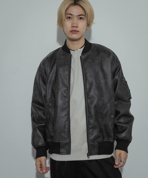 SENSE OF PLACE by URBAN RESEARCH(センスオブプレイスバイアーバンリサーチ)の「ヴィンテージライクMA-1(MA-1・メンズ・BLACK/BROWN・M/L)」の1枚目の写真