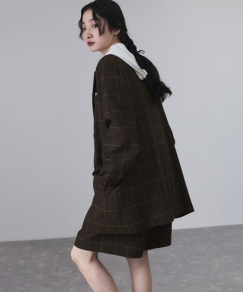 ADAM ET ROPE'（アダムエロペ）の「ダブルブレストツイード＆チェックジャケット（テーラードジャケット・レディース・グレー/ブラウン・36/38）」の16枚目の写真