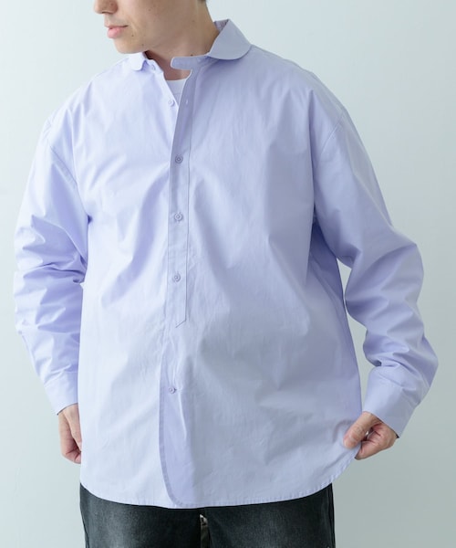 ITEMS URBANRESEARCH(アイテムズ アーバンリサーチ)の「ブロード ラウンドカラーシャツ(シャツ/ブラウス・メンズ・SAX/IVO/PPL/LIME GREEN・M/L)」の4枚目の写真