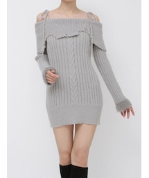 EATME | ヘムシャギーオフショルニットワンピース(ワンピース)