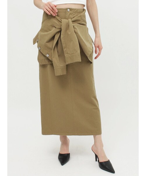 GYDA（ジェイダ）の「loinclothロングスカート（スカート・レディース・アイボリー/カーキ・F）」の6枚目の写真