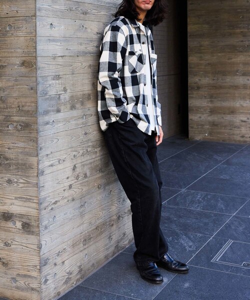 ADAM ET ROPE'（アダムエロペ）の「《別注》【BONCOURA/ボンクラ】オープンカラーネルシャツ ブロックチェック（シャツ/ブラウス・メンズ・ブラック・36/38/40/42）」の8枚目の写真