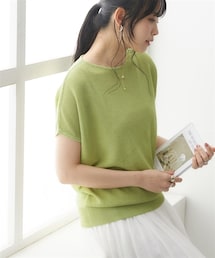 nissen | 【UVカット・遮熱】洗える半袖ボートネックドルマンニット(ニット/セーター)