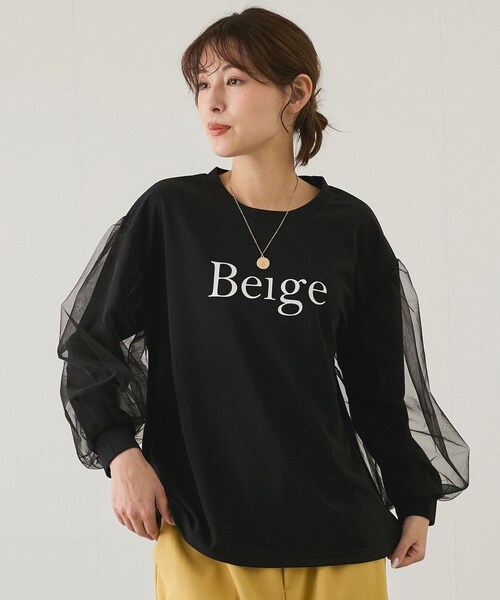 Jayro(ジャイロ)の「袖チュールプルオーバー(Tシャツ/カットソー・レディース・ブラック/ホワイト・M)」の3枚目の写真