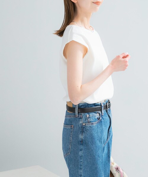 URBAN RESEARCH ROSSO（アーバンリサーチロッソ）の「汗染防止 フレンチリブTシャツ（Tシャツ/カットソー・レディース・OFF/CHARCOAL/GREIGE/SAX・Free）」の9枚目の写真
