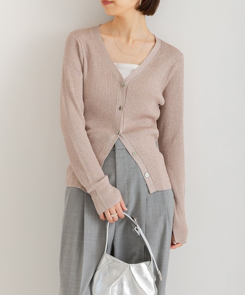 URBAN RESEARCH（アーバンリサーチ）の「ラメリブニットカーディガン（カーディガン/ボレロ・レディース・BRONZE/SILVER/BLACK/PINK・FREE）」の4枚目の写真