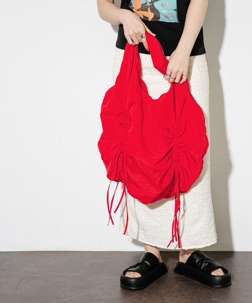 KBF（ケイビーエフ）の「ドロストデザインバルーンBAG（その他雑貨・レディース・KHAKI/RED/BLACK・one）」の22枚目の写真