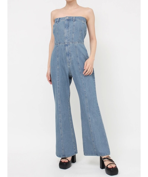 EVRIS（エヴリス）の「デニムベアロンパース（つなぎ/オールインワン・レディース・ブラック/ブルー/ベージュ・S/M）」の13枚目の写真