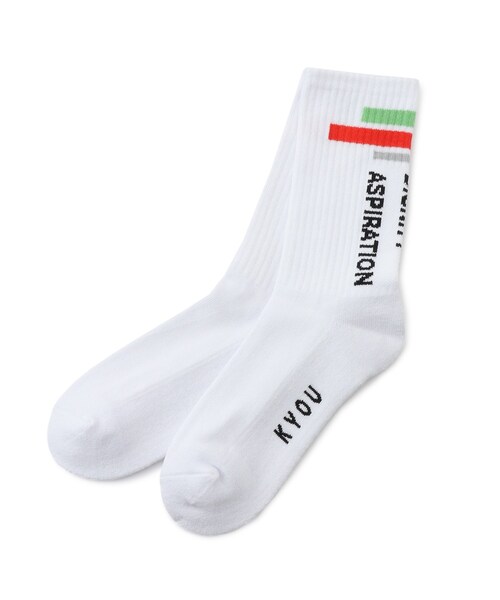 ADAM ET ROPE'（アダムエロペ）の「【KYOU/キョウ】FEET01 JQD Knit Message Socks（ソックス/靴下・メンズ・ホワイト・F）」の2枚目の写真