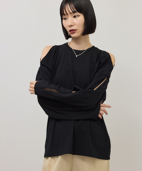 ADAM ET ROPE'(アダムエロペ)の「【Baserange(ベースレンジ)】別注 Pin Long Sleeves(Tシャツ/カットソー・レディース・ブラック/ホワイト・S)」の5枚目の写真