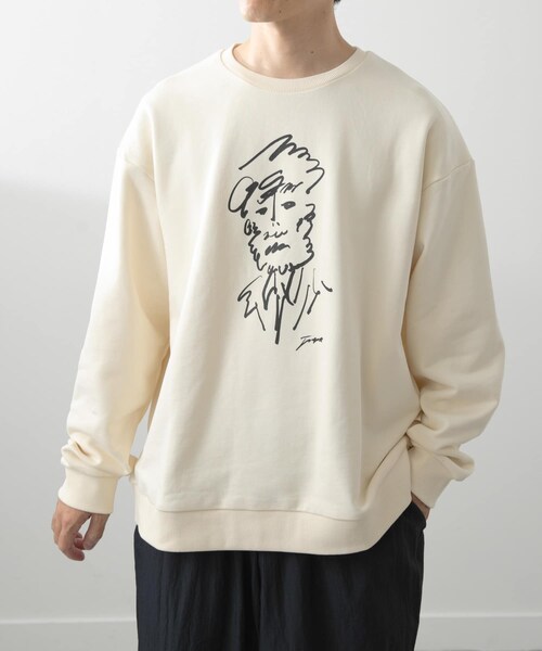 ITEMS URBANRESEARCH（アイテムズ アーバンリサーチ）の「フレンチアートプリントクルーネックスウェット（スウェット・メンズ・DRAWINGOFF/DRAWINGGRY/LOGO OFF/LOGO GRY・M/L）」の7枚目の写真
