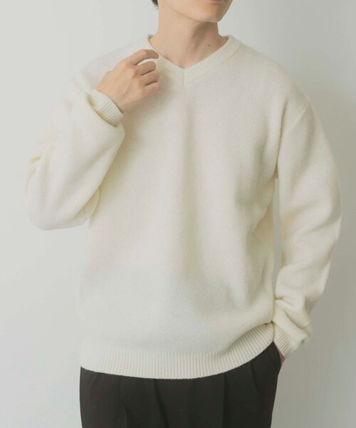 ITEMS URBANRESEARCH（アイテムズ アーバンリサーチ）の「タスマニア メリノウール100 Vネックニット（ニット/セーター・メンズ・WHT/BEG/MTD/DARK BLUE/BGD/CHA・M/L）」の15枚目の写真