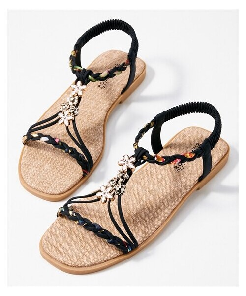 nissen（ニッセン）の「【ゆったり幅広】飾り付ゴムストラップサンダル（低反発中敷）（ワイズ４Ｅ）（サンダル・メンズ・黒/ベージュ/グリーン/イエロー・M=23.5cm/L=24.0cm/LL=24.5cm/3L=25.0cm）」の6枚目の写真