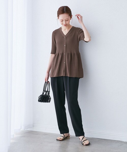 ROPE' PICNIC(ロペピクニック)の「5分袖ペプラムカーディガン(カーディガン/ボレロ・レディース・ブラック/キナリ/ブラウン/クリーム・38)」の16枚目の写真