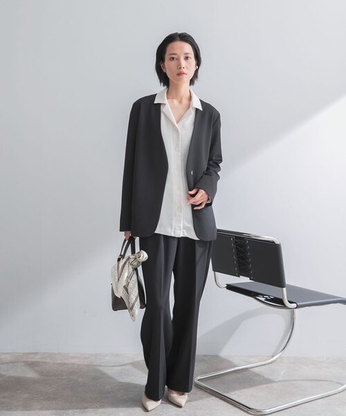 URBAN RESEARCH ROSSO（アーバンリサーチロッソ）の「ストレッチツイルノーカラージャケット（ノーカラージャケット・レディース・L.BEIGE/BLACK・36/38）」の10枚目の写真