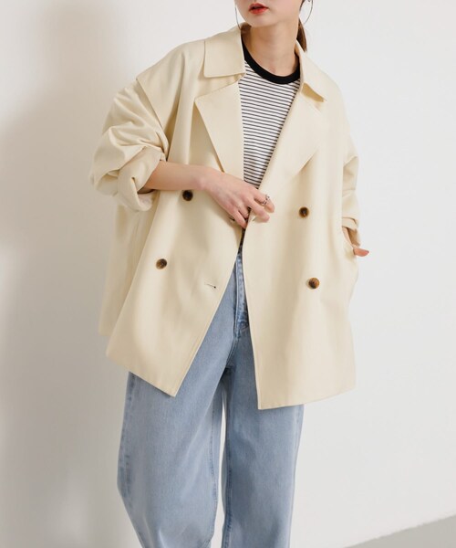 SENSE OF PLACE by URBAN RESEARCH（センスオブプレイスバイアーバンリサーチ）の「2WAYショートトレンチコート（ステンカラーコート・レディース・IVORY/BEIGE・one）」の7枚目の写真