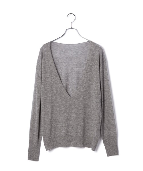 ROPE'（ロペ）の「ウールシアー深Vネックニット（ニット/セーター・レディース・グレー/オフホワイト・F）」の4枚目の写真