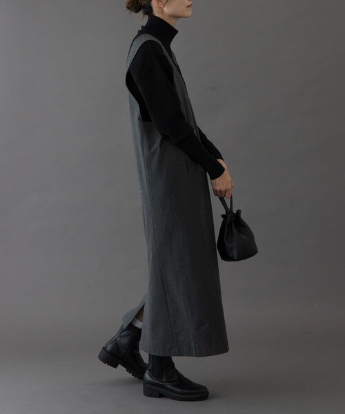 URBAN RESEARCH DOORS（アーバンリサーチドアーズ）の「FORK&SPOON　ウールライクジャンパースカート（ワンピース・レディース・BLACK/TOPCCL・1/2）」の21枚目の写真