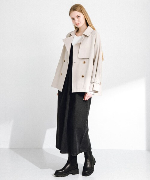 URBAN RESEARCH Sonny Label（アーバンリサーチサニーレーベル）の「撥水ショートトレンチコート（ステンカラーコート・レディース・ベージュ/L.グレー/チャコール・36/38）」の10枚目の写真