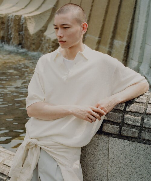 URBAN RESEARCH（アーバンリサーチ）の「ウール ワシ ニットポロ（ポロシャツ・メンズ・OFF WHITE/NAVY・M/L）」の4枚目の写真