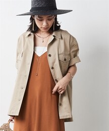 CHIC STYLE | 大きいサイズ綿100％アウトポケット半袖シャツシックスタイル(シャツ/ブラウス)