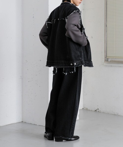 SENSE OF PLACE by URBAN RESEARCH(センスオブプレイスバイアーバンリサーチ)の「デニムフリンジベスト(デニムジャケット・メンズ・L.INDIGO/BLACK・M/L)」の16枚目の写真