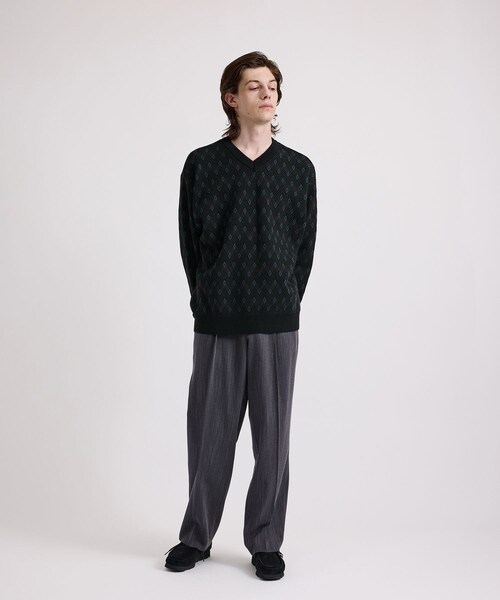 Saturdays NYC（サタデーズ ニューヨークシティ ）の「Charles Jacquard Vneck Sweater（ニット/セーター・レディース・ブラック/オリーブ・L/M/S/XL）」の19枚目の写真
