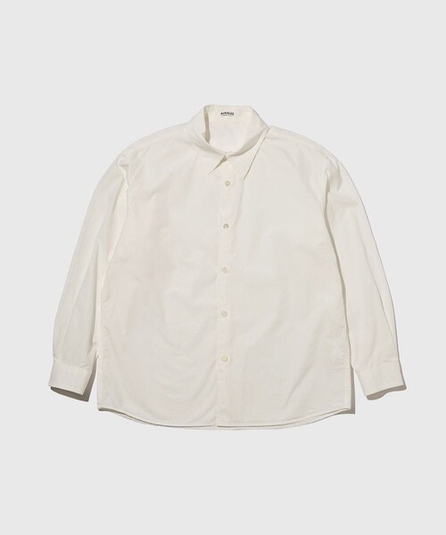 ADAM ET ROPE'(アダムエロペ)の「【AURALEE/オーラリー】GARMENT-DYED FINX SHUTTLE WEATHER SHIRT(シャツ/ブラウス・メンズ・ホワイト/ダークブラウン・3/4)」の1枚目の写真