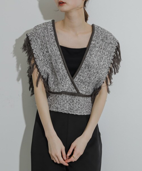 SENSE OF PLACE by URBAN RESEARCH(センスオブプレイスバイアーバンリサーチ)の「フリンジニットベスト(ベスト・レディース・BLU×GRY/IVORY/GRY×WHT・one)」の21枚目の写真