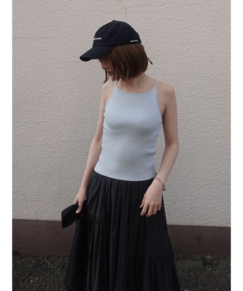 LAGUNAMOON（ラグナムーン）の「ボートネックニットタンク（キャミソール・レディース・ホワイト/ブラック/ピンク/アイスブルー・F/9）」の9枚目の写真