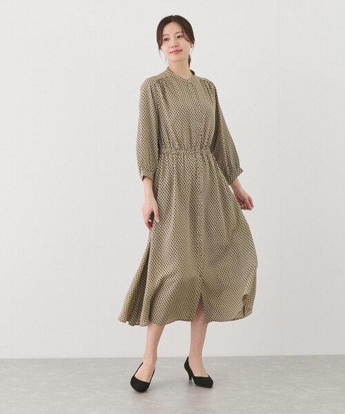 Jayro（ジャイロ）の「前開き幾何学柄ワンピース（ワンピース・レディース・ブラック/オフホワイト/レンガ系・M）」の11枚目の写真