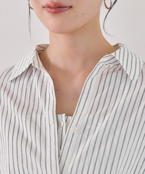 VIS（ビス）の「レイヤードストライプシャツ（シャツ/ブラウス・レディース・ホワイト/オフホワイト・F）」の22枚目の写真