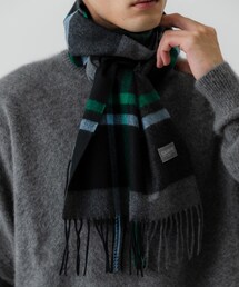 チェックカシミヤマフラー