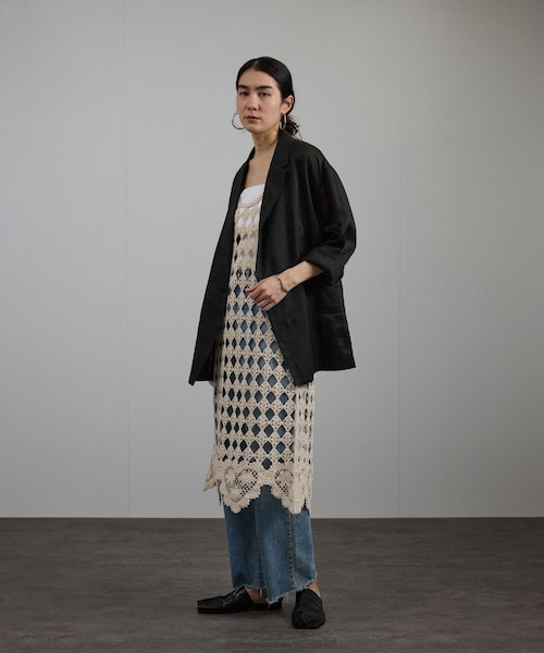 ADAM ET ROPE'（アダムエロペ）の「ラミーシアージャケット［UVケア・洗える・サイズ展開・今から秋まで］（テーラードジャケット・レディース・チャコール/オフホワイト/レンガ系・M/S）」の12枚目の写真