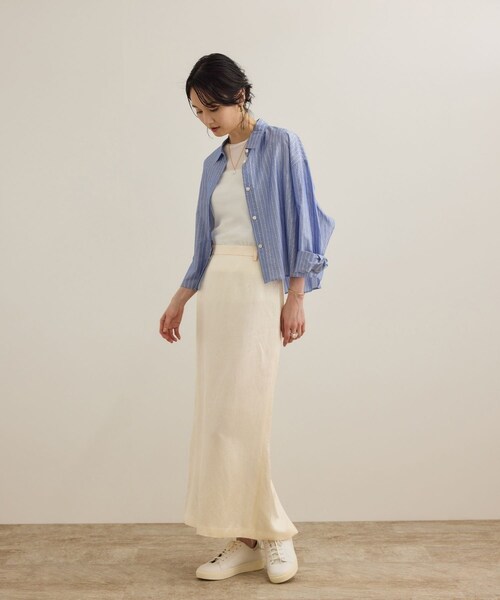 ROPE'(ロペ)の「シアーフライス5分袖プルオーバー(Tシャツ/カットソー・レディース・ブラック/ホワイト・F)」の9枚目の写真