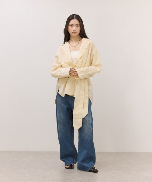 ADAM ET ROPE'（アダムエロペ）の「【一部WEB限定カラー】シャツジャケット（テーラードジャケット・レディース・ブラック/オフホワイト/ダークブラウン・36/38）」の10枚目の写真