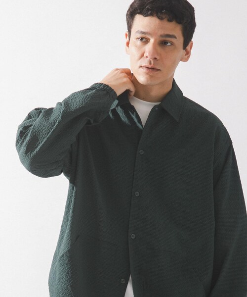 URBAN RESEARCH Sonny Label（アーバンリサーチサニーレーベル）の「シアサッカーコーチジャケット（ブルゾン・メンズ・ブラック/ネイビー/グリーン・M/L）」の2枚目の写真