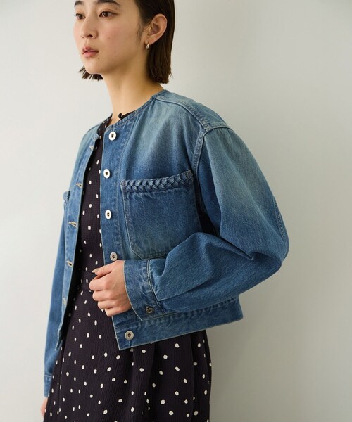 ROPE'（ロペ）の「ノーカラーデニムジャケット(岡山デニム)/セットアップ対応・イージーケア（デニムジャケット・レディース・ネイビー/ブルー系・F）」の18枚目の写真