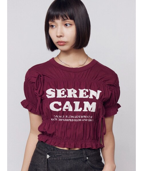 EMODA（エモダ）の「ロゴギャザーTシャツ（Tシャツ/カットソー・レディース・ホワイト/グレー/レッド・F）」の12枚目の写真