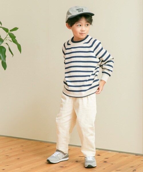 URBAN RESEARCH DOORS（アーバンリサーチドアーズ）の「ウーステッドヤーン配色ニット(KIDS)（ニット/セーター・キッズ・OFF×NAVY/ORANGE・105/120/135）」の4枚目の写真