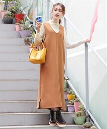 nissen | 大きいサイズVネックもちもちやわらかジャンパースカート(ワンピース)