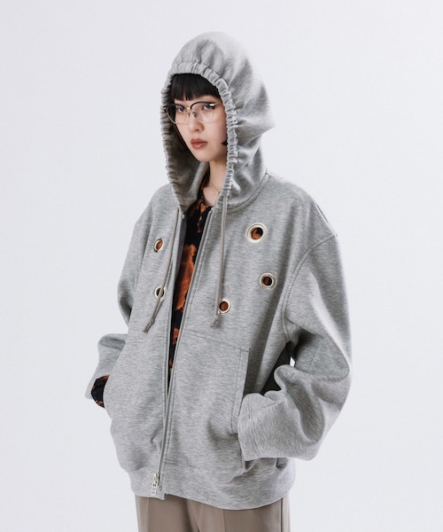 ADAM ET ROPE'(アダムエロペ)の「BIG EYELET STUCK HOODIE(パーカー・レディース・ブラック/ライトグレー/キャメル・38/40)」の21枚目の写真