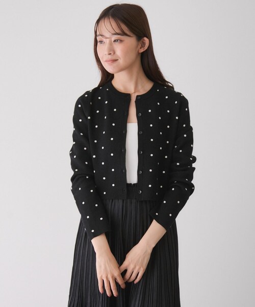 Jayro(ジャイロ)の「ドット柄カーディガン(カーディガン/ボレロ・レディース・ブラック系/グレー/ホワイト系・M)」の7枚目の写真