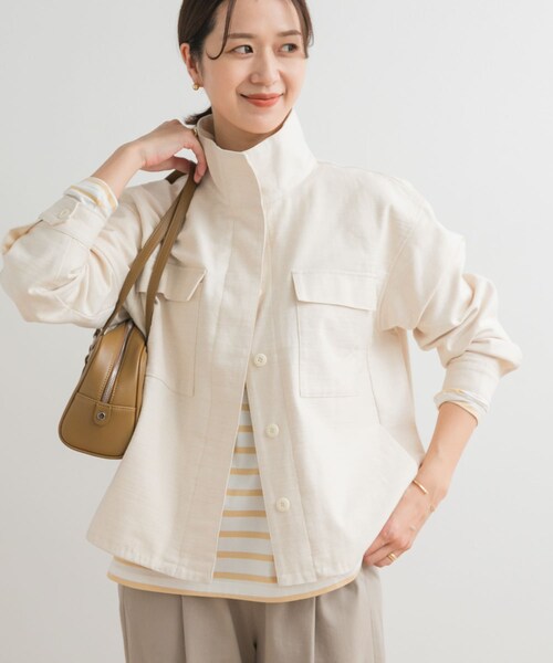 URBAN RESEARCH DOORS（アーバンリサーチドアーズ）の「ミリタリースタンドカラージャケット（ミリタリージャケット・レディース・NATURAL/KHAKI・M）」の6枚目の写真