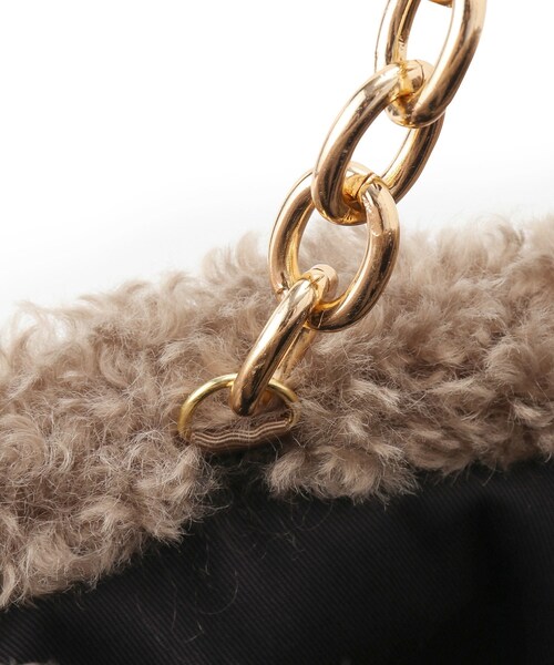 ADAM ET ROPE'(アダムエロペ)の「【helen Moore】joy bag with chunky chain 50cm/ファーバッグ(ハンドバッグ・レディース・グレー系・F)」の12枚目の写真