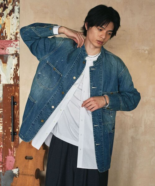 URBAN RESEARCH（アーバンリサーチ）の「new basic 10oz DENIM STAND COVERALL（カバーオール・メンズ・BLACK/INDIGO・M/L）」の14枚目の写真