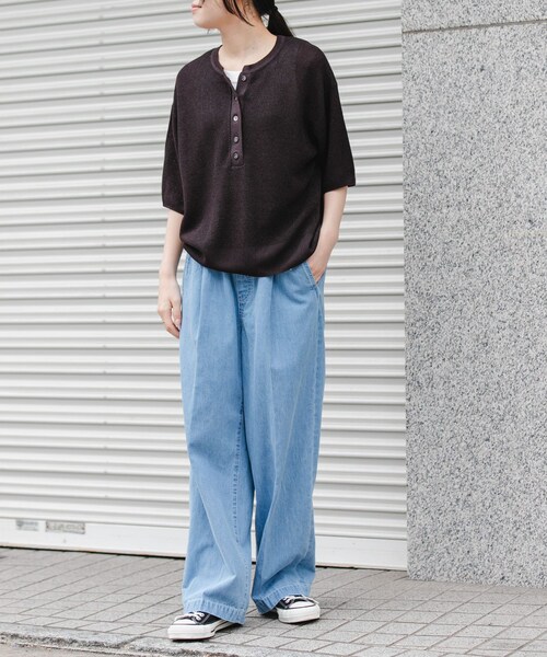 URBAN RESEARCH DOORS(アーバンリサーチドアーズ)の「FORK&SPOON ペーパーニットヘンリーネックプルオーバー(ニット/セーター・レディース・IVORY/BROWN・1)」の11枚目の写真