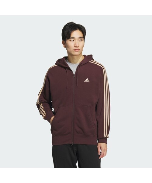 adidas（アディダス）の「エッセンシャルズ プラス ルーズフィット スリーストライプス フレンチテリー フルジップパーカー（トップス・メンズ・ブラック/レジェンドインク/ミディアムグレーヘザー/セミブルーバースト/リネングリーン/ワンダーベージュ/ブラウン/グリーン/ブルー/グレー/ベージュ・XS/S/M/L/XL/2XL/3XL/J/XS/J/S/J/M/J/L/J/XL/J/2XL/J/3XL/J/2XS/J/4XL/J/5XL）」の9枚目の写真